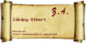 Zákány Albert névjegykártya
